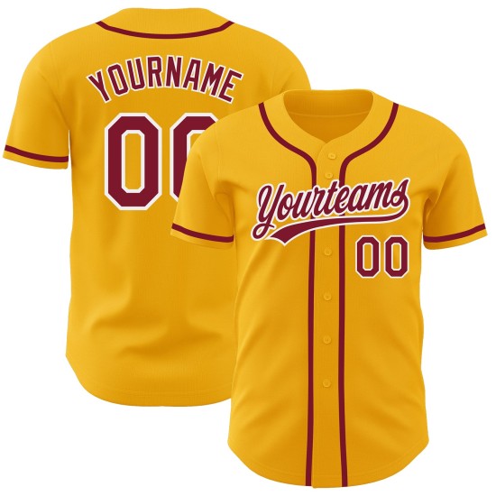 Baseball Crimson-Weißgold Authentic Custom Jersey