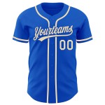 Cremefarbenes authentisches blaues Baseball-Trikot von City Thunder