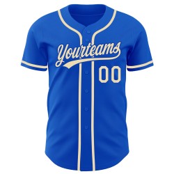 Cremefarbenes authentisches blaues Baseball-Trikot von City Thunder Cremefarbenes authentisches blaues Baseball-Trikot von City Thunder