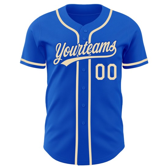 Cremefarbenes authentisches blaues Baseball-Trikot von City Thunder