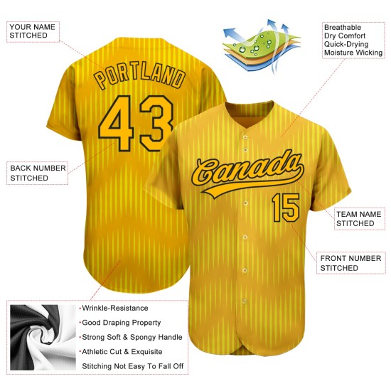 Gold-Schwarzes authentisches 3D-Trikot-Muster im goldenen Baseball-Design