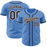 Baseball Custom Jersey Powder Authentic Braun-Weiß Blau Baseball Custom Jersey Powder Authentic Braun-Weiß Blau