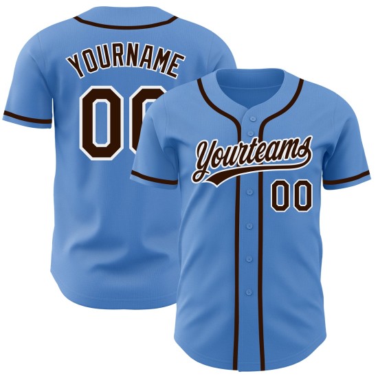 Baseball Custom Jersey Powder Authentic Braun-Weiß Blau Baseball Custom Jersey Powder Authentic Braun-Weiß Blau