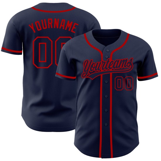 Authentisches Marineblaues Trikot Marineblau-Rot Custom Baseball Authentisches Marineblaues Trikot Marineblau-Rot Custom Baseball