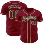 Jersey Custom Authentic Cream Baseball Schwarz-City Crimson