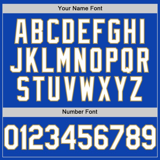 Blaues, individuelles, authentisches, weiß-altes Thunder-Trikot in Gold Blaues, individuelles, authentisches, weiß-altes Thunder-Trikot in Gold