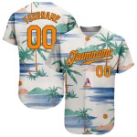 Creme Orange-Olive Strand Muster Jersey Insel Design Kokosnuss Authentische Palmen Bucht Und 3D Custom Segelboot Baseball Creme Orange-Olive Strand Muster Jersey Insel Design Kokosnuss Authentische Palmen Bucht Und 3D Custom Segelboot Baseball