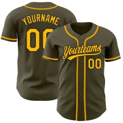 Salute To Gold-Schwarzes authentisches Baseball-Service-Custom-Oliventrikot
