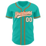 Authentisches Weiß-Orange Custom Jersey Baseball Aqua Authentisches Weiß-Orange Custom Jersey Baseball Aqua