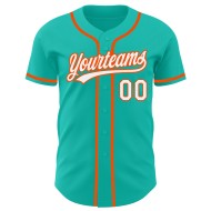 Authentisches Weiß-Orange Custom Jersey Baseball Aqua Authentisches Weiß-Orange Custom Jersey Baseball Aqua