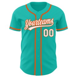 Authentisches Weiß-Orange Custom Jersey Baseball Aqua Authentisches Weiß-Orange Custom Jersey Baseball Aqua