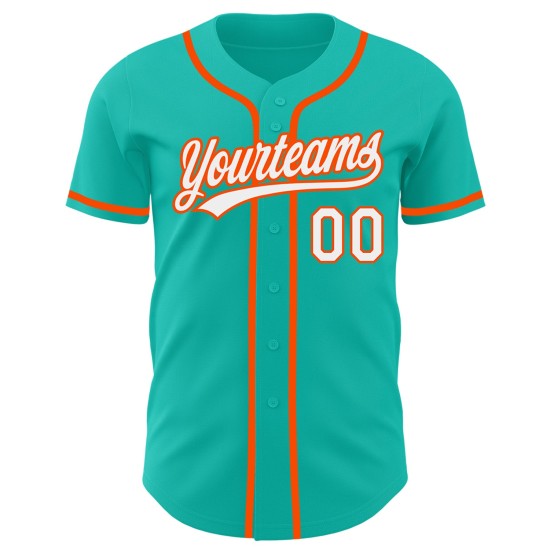 Authentisches Weiß-Orange Custom Jersey Baseball Aqua Authentisches Weiß-Orange Custom Jersey Baseball Aqua
