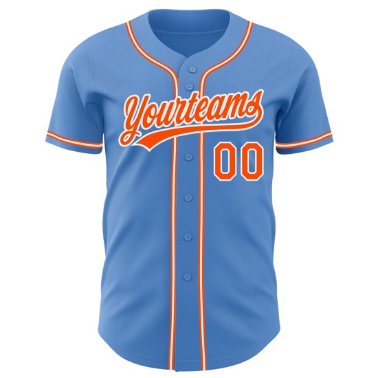 Benutzerdefiniertes Blau-Orange-Weißes Baseball-Puder-Trikot Authentic Benutzerdefiniertes Blau-Orange-Weißes Baseball-Puder-Trikot Authentic