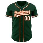 Grünes Custom Authentic Weiß-Orange Jersey Baseball