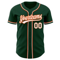 Grünes Custom Authentic Weiß-Orange Jersey Baseball