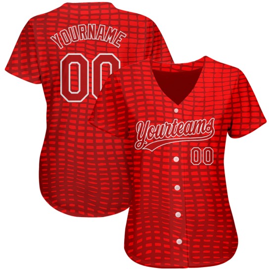 Authentisches Musterdesign 3D Baseball Rot-Weiß Trikot Custom Rot Authentisches Musterdesign 3D Baseball Rot-Weiß Trikot Custom Rot