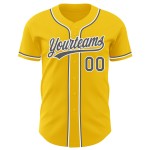 Authentisches, individuelles gelbes Baseball-Trikot Stahlgrau-Weiß