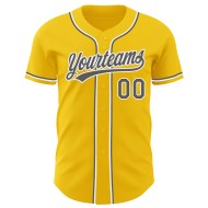 Authentisches, individuelles gelbes Baseball-Trikot Stahlgrau-Weiß Authentisches, individuelles gelbes Baseball-Trikot Stahlgrau-Weiß