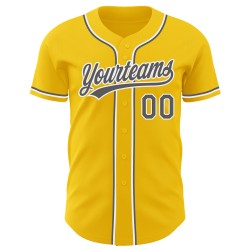 Authentisches, individuelles gelbes Baseball-Trikot Stahlgrau-Weiß Authentisches, individuelles gelbes Baseball-Trikot Stahlgrau-Weiß