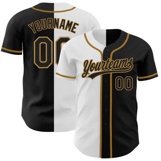 Authentisches Jersey Custom Black Gold Split Black Baseball Fashion Weiß-Old Authentisches Jersey Custom Black Gold Split Black Baseball Fashion Weiß-Old