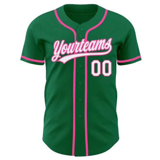 Authentisches Baseball-Custom-Trikot Kelly Grün Weiß-Pink Authentisches Baseball-Custom-Trikot Kelly Grün Weiß-Pink