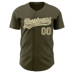 Jersey Baseball Service Olive bis Authentic Salute Camo-Creme Custom Jersey Baseball Service Olive bis Authentic Salute Camo-Creme Custom