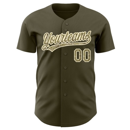 Jersey Baseball Service Olive bis Authentic Salute Camo-Creme Custom Jersey Baseball Service Olive bis Authentic Salute Camo-Creme Custom