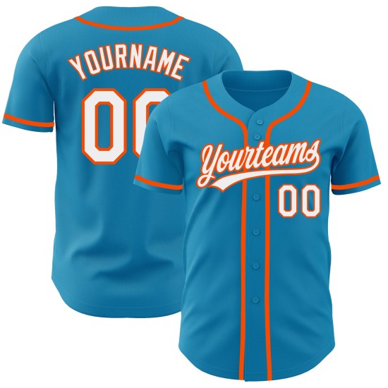 Benutzerdefinierte Baseball Weiß-Orange Panther Jersey Authentic Blau Benutzerdefinierte Baseball Weiß-Orange Panther Jersey Authentic Blau