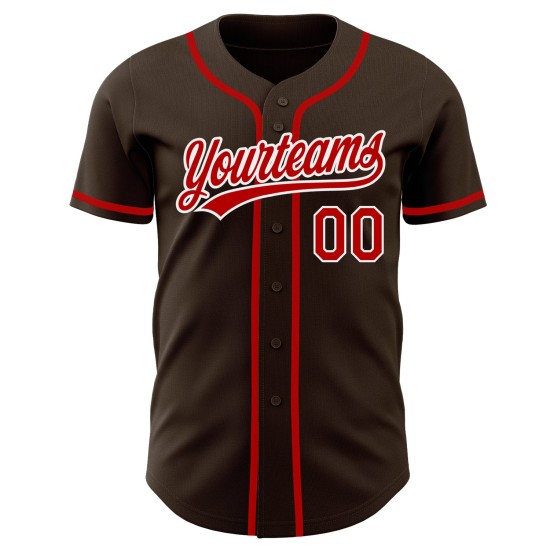 Jersey Baseball Authentic Braun Rot-Weiß Custom Jersey Baseball Authentic Braun Rot-Weiß Custom