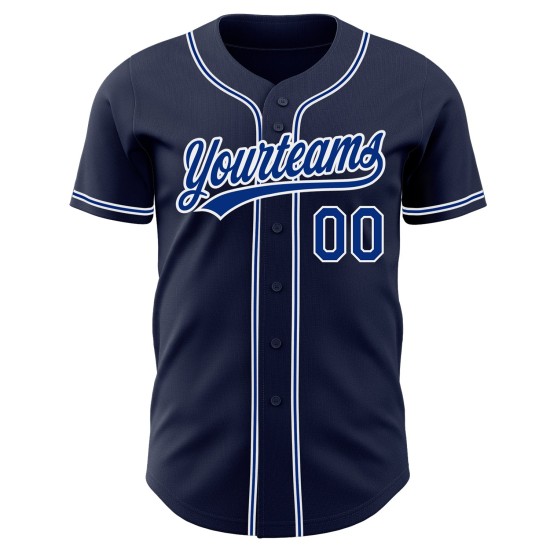 Custom Authentic Navy Baseball Trikot Royal-Weiß
