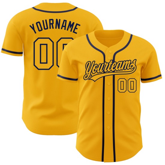Gold Baseball Authentic Custom Gold-Navy Trikot Gold Baseball Authentic Custom Gold-Navy Trikot