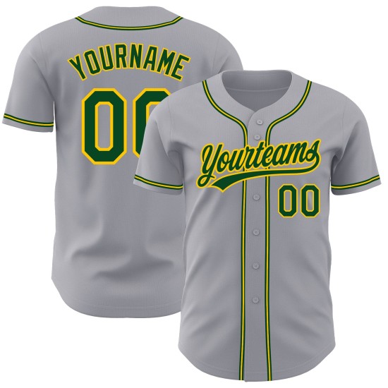Benutzerdefiniertes Grün-Gold Authentic Jersey Grau Baseball