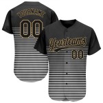 Altgold-Grau Jersey Schwarz Baseball Design Benutzerdefinierte 3D Muster Authentische Schwarz Altgold-Grau Jersey Schwarz Baseball Design Benutzerdefinierte 3D Muster Authentische Schwarz