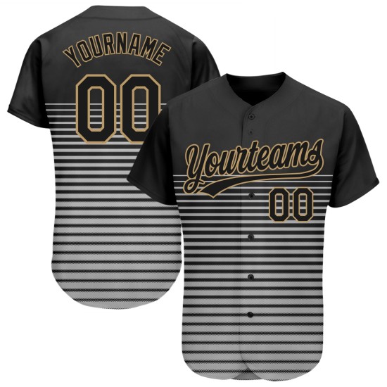 Altgold-Grau Jersey Schwarz Baseball Design Benutzerdefinierte 3D Muster Authentische Schwarz Altgold-Grau Jersey Schwarz Baseball Design Benutzerdefinierte 3D Muster Authentische Schwarz