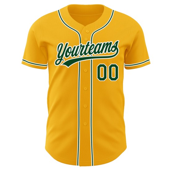 Grün-Weiß Authentic Gold Custom Baseball Jersey