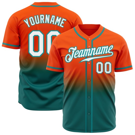 Jersey Fade Weiß-Teal Custom Authentic Orange Fashion Baseball Jersey Fade Weiß-Teal Custom Authentic Orange Fashion Baseball