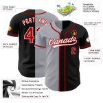 Split Schwarz Jersey Baseball Authentische Custom Rot-Grau Mode Split Schwarz Jersey Baseball Authentische Custom Rot-Grau Mode