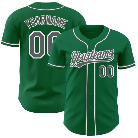 Steel Authentic Baseball Green Jersey Custom Kelly Grau-Weiß Steel Authentic Baseball Green Jersey Custom Kelly Grau-Weiß