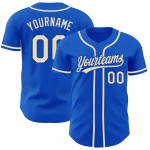 Cremefarbenes authentisches blaues Baseball-Trikot von City Thunder