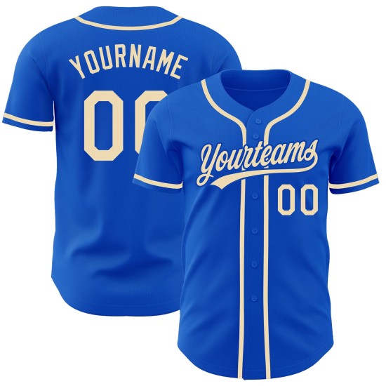Cremefarbenes authentisches blaues Baseball-Trikot von City Thunder